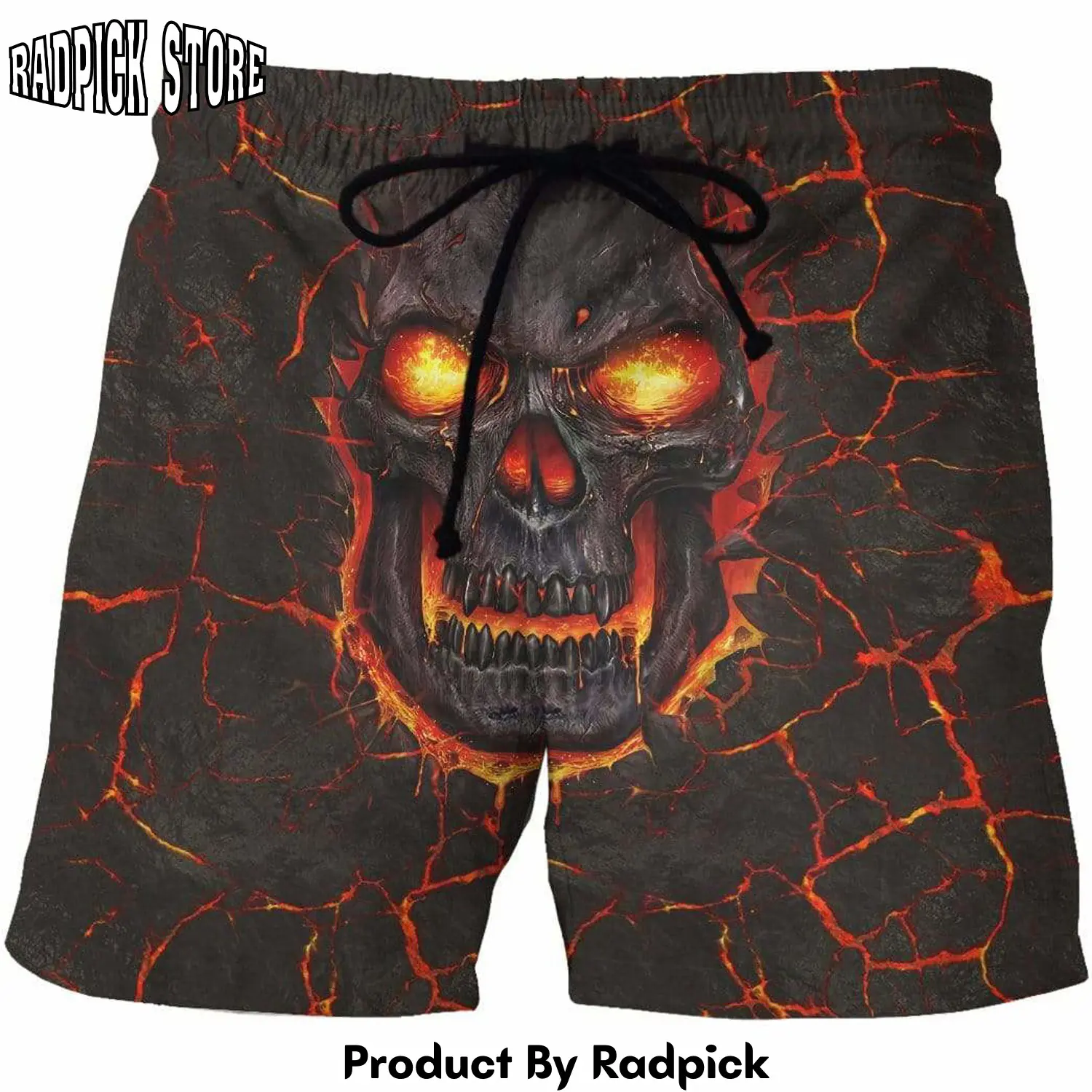 Radpick 3d custom beach shorts fire skull rp631622